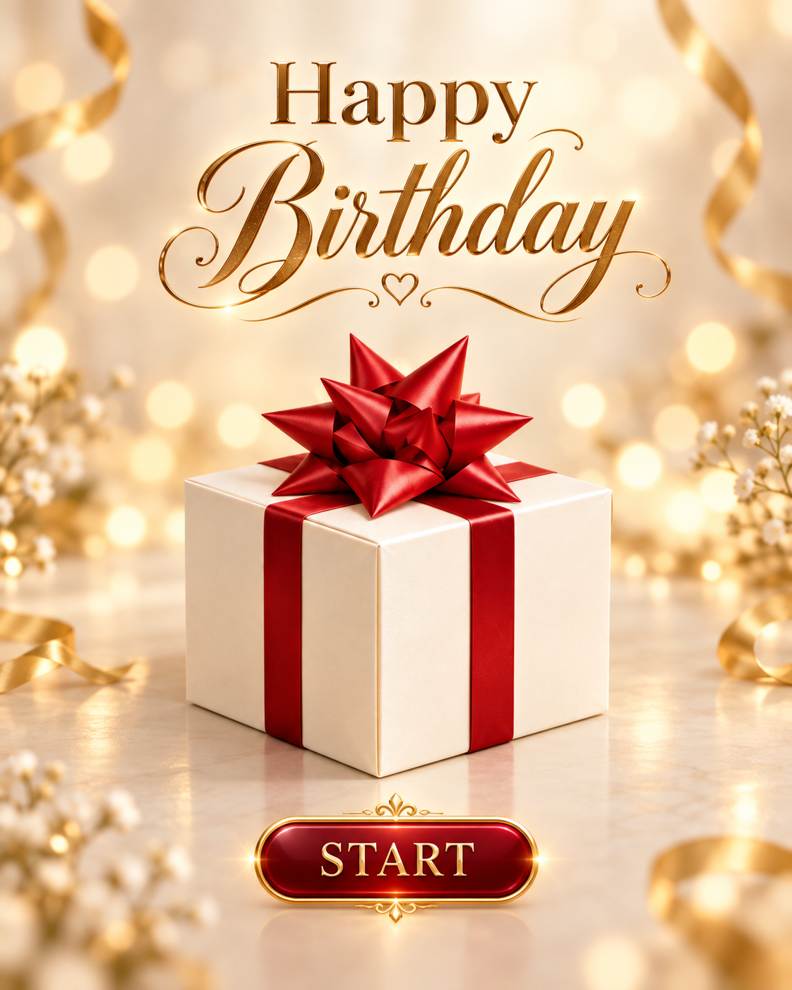 Happy Birthday with a wrapped gift